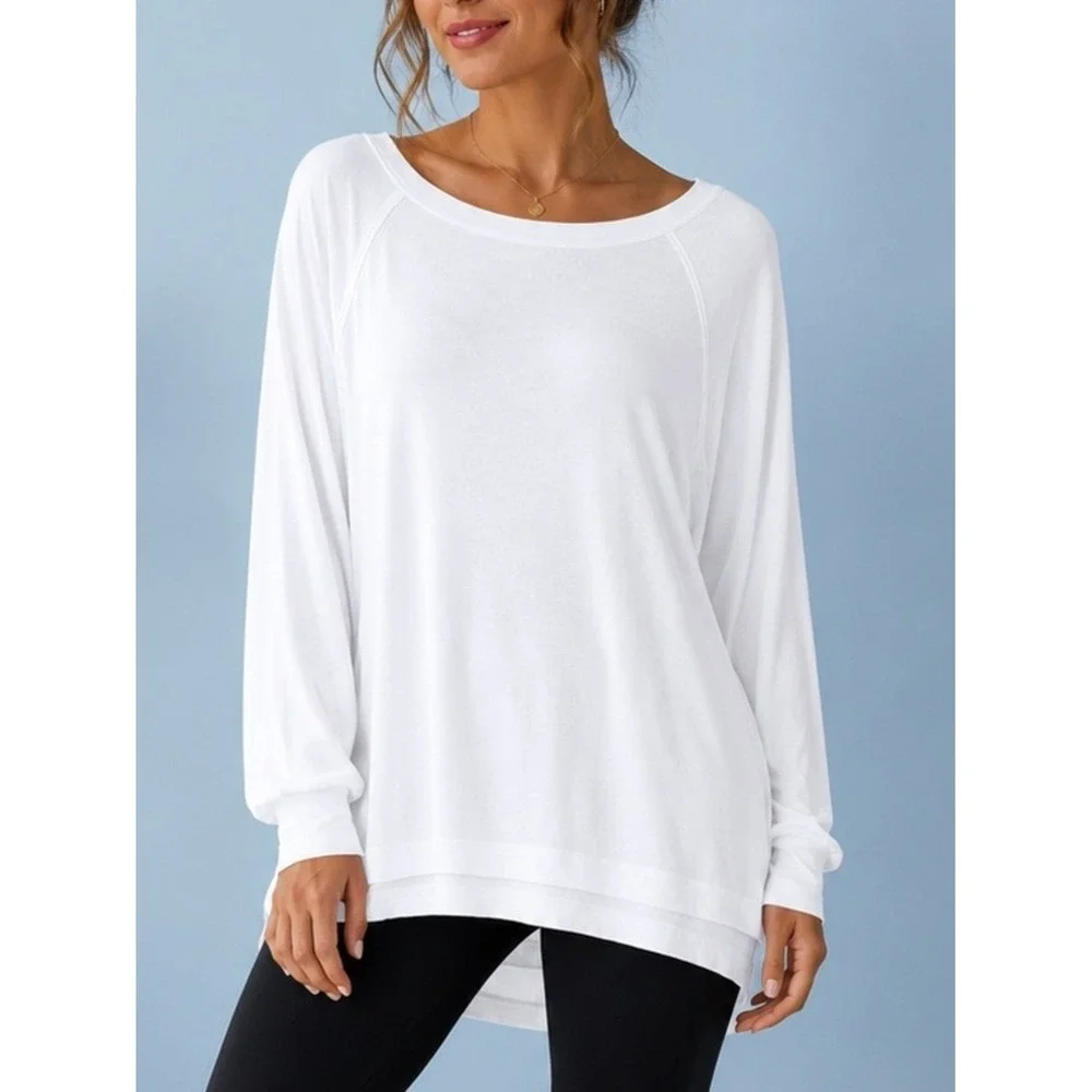 We The Free Free People White‎ Raglan Seam Long Sleeve Top Small NWT
